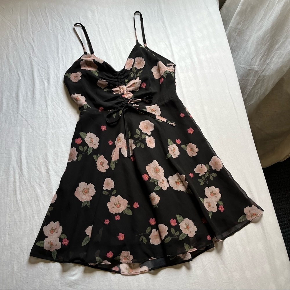 La Maison Talulah black floral print sleeveless mini‎ dress